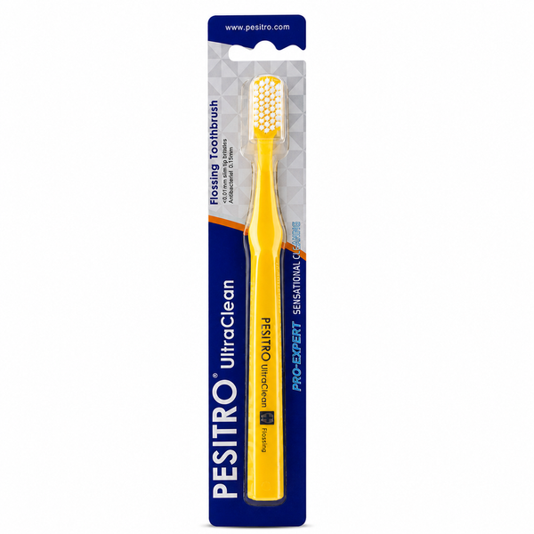 Зубна щітка з дворівневою щетиною 3180 Flossing (жовтий) 3180-1 фото